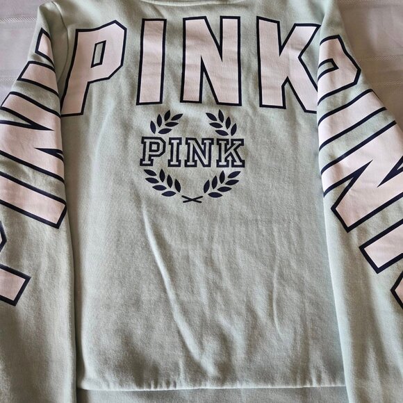 Women's Size Medium Mint Green Victoria Secret PINK Sweatshirt - Picture 6 of 8